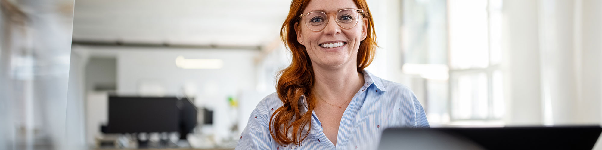 Woman on computer in office